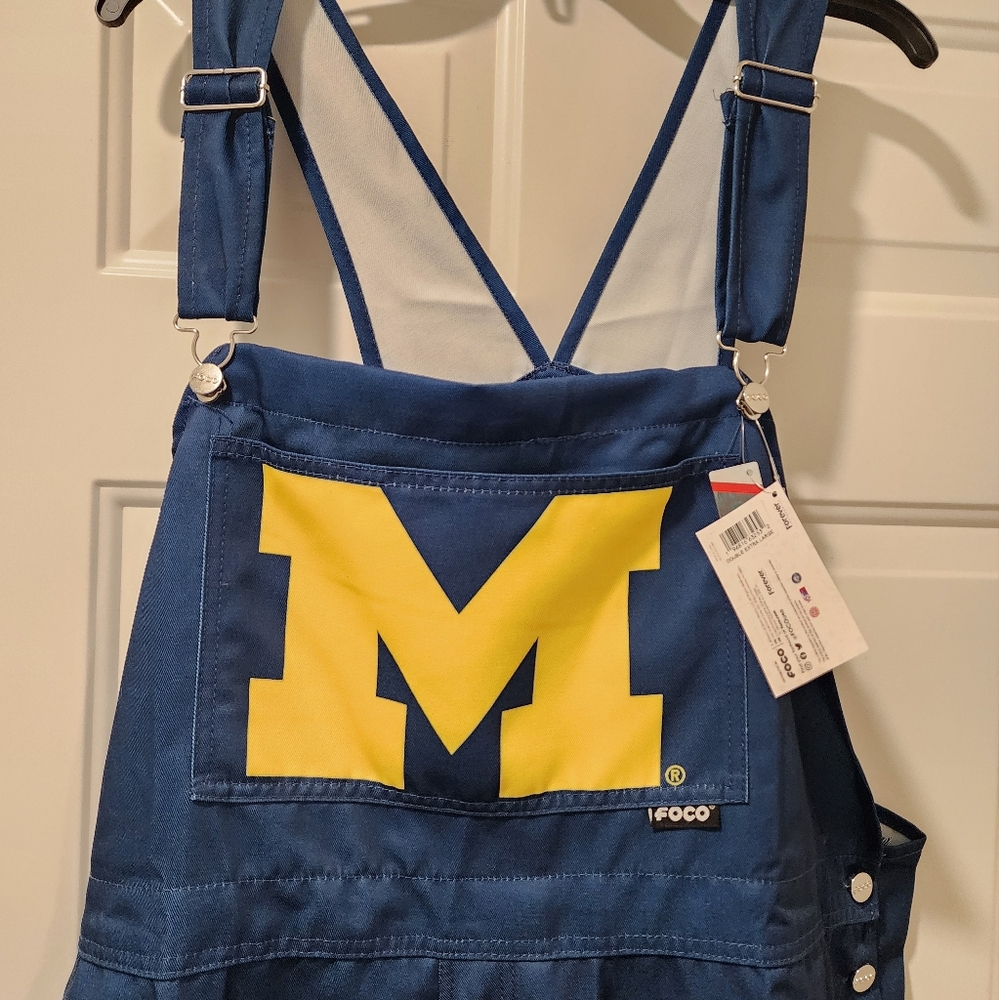 Men's 2XL University of Michigan Wolverines Big Logo Bib Overalls